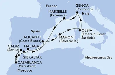 Route 10 Nächte Mittelmeer ab/bis Alicante