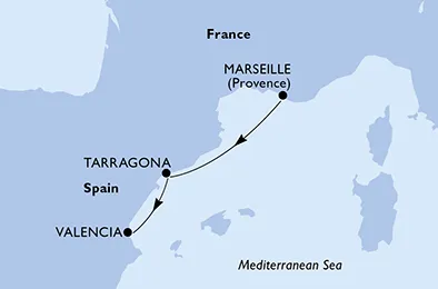 Route 2 Nächte Mittelmeer ab Marseille bis Valencia
