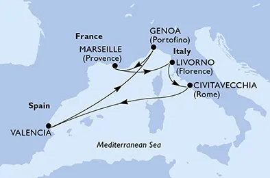 Route 7 Nächte Mittelmeer ab/bis Marseille