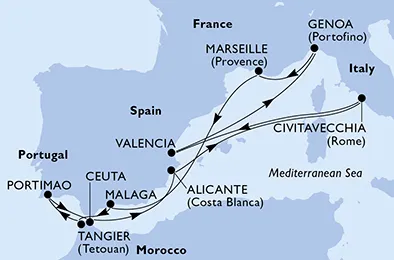 Route 13 Nächte Mittelmeer ab/bis Civitavecchia (Rom)