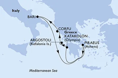 Route 6 Nächte Mittelmeer ab/bis Piräus (Athen)