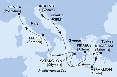 Route 9 Nächte Mittelmeer ab Triest bis Genua