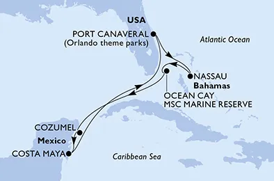 Route 7 Nächte Karibik ab/bis Port Canaveral