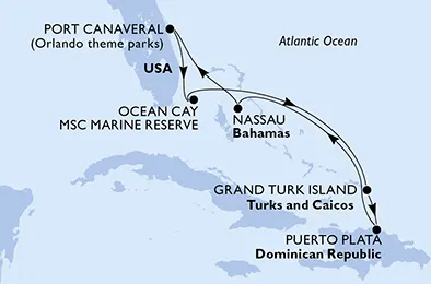 Route 7 Nächte Karibik ab/bis Port Canaveral