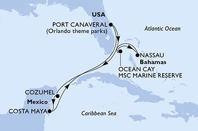 Route 7 Nächte Karibik ab/bis Port Canaveral