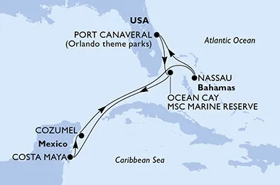 Route 7 Nächte Karibik ab/bis Port Canaveral