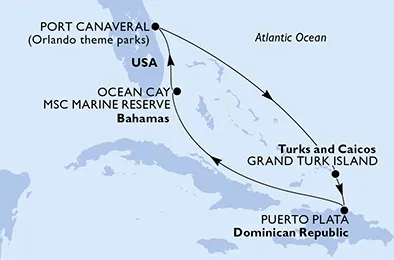 Route 6 Nächte Karibik ab/bis Port Canaveral