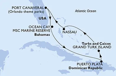 Route 7 Nächte Karibik ab/bis Port Canaveral
