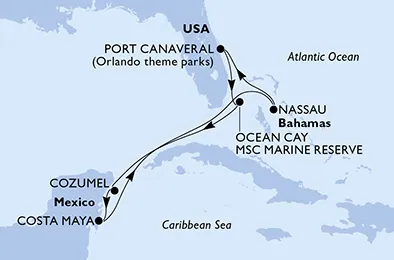 Route 7 Nächte Karibik ab/bis Port Canaveral