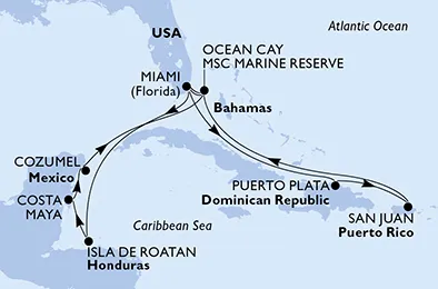 Route 14 Nächte Karibik ab Miami bis Ocean Cay - MSC Marine Reserve