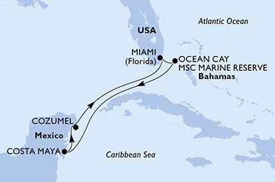 Route 6 Nächte Karibik ab/bis Miami