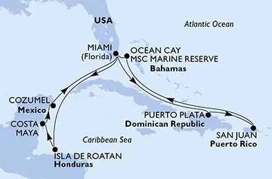 Route 14 Nächte Karibik ab Miami bis Ocean Cay - MSC Marine Reserve