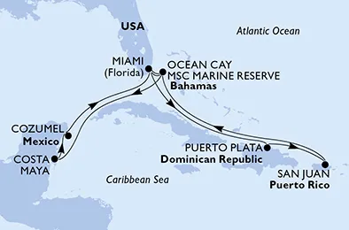 Route 13 Nächte Karibik ab Miami bis Cozumel