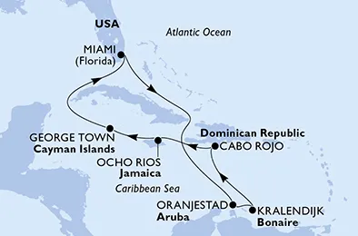Route 10 Nächte Karibik ab/bis Miami