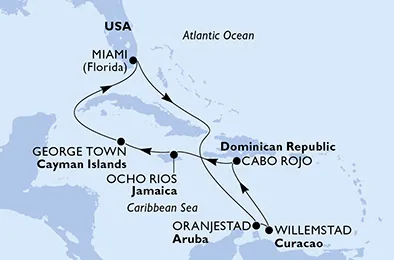 Route 10 Nächte Karibik ab/bis Miami
