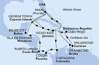 Route 21 Nächte Karibik ab Miami bis George Town