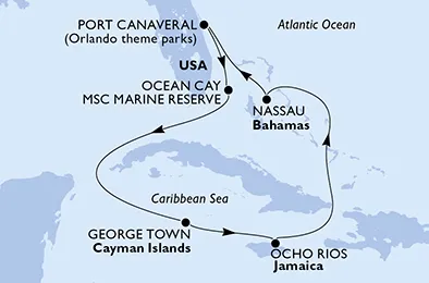 Route 7 Nächte Karibik ab/bis Port Canaveral