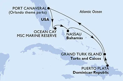 Route 7 Nächte Karibik ab/bis Port Canaveral