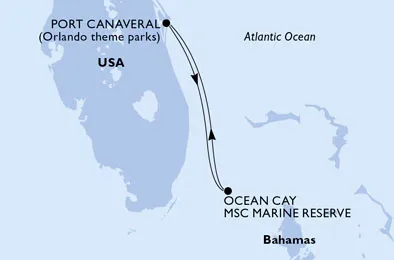Route 3 Nächte Karibik ab/bis Port Canaveral