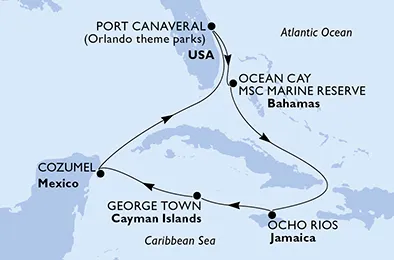 Route 7 Nächte Karibik ab/bis Port Canaveral