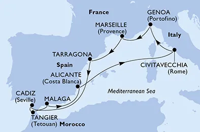 Route 10 Nächte Mittelmeer ab/bis Marseille