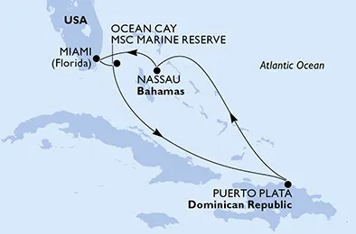 Route 6 Nächte Karibik ab/bis Miami