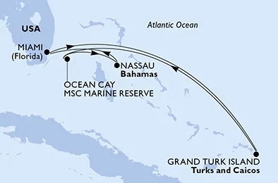 Route 6 Nächte Karibik ab/bis Miami