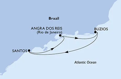 Route 3 Nächte Südamerika ab/bis Santos