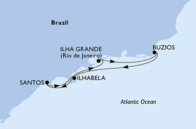 Route 5 Nächte Südamerika ab/bis Santos