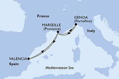 Route 4 Nächte Mittelmeer ab/bis Valencia
