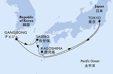 Route 6 Nächte Asien ab/bis Tokyo