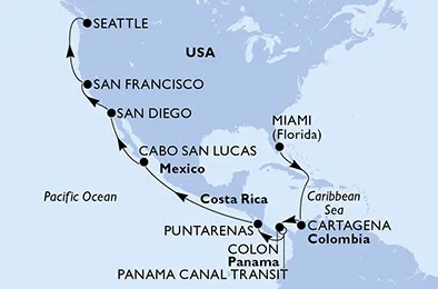 Route 18 Nächte Panamakanal ab Miami bis Seattle