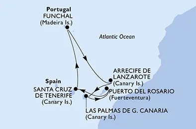 Route 7 Nächte Kanaren ab/bis Santa Cruz De Tenerife