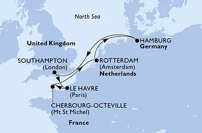 Route 7 Nächte Nordeuropa ab/bis Paris/Le Havre