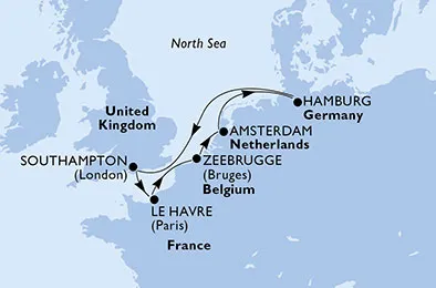 Route 7 Nächte Nordeuropa ab/bis Paris/Le Havre