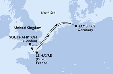 Route 5 Nächte Nordeuropa ab/bis Paris/Le Havre