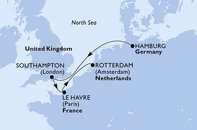 Route 4 Nächte Nordeuropa ab Hamburg bis Rotterdam