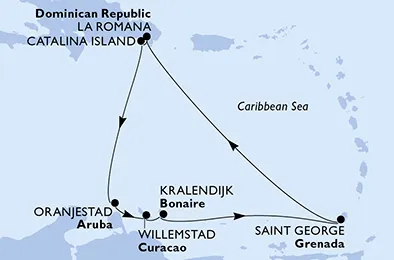 Route 7 Nächte Karibik ab/bis La Romana/Dom. Republik