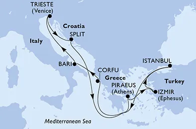 Route 9 Nächte Mittelmeer ab/bis Triest