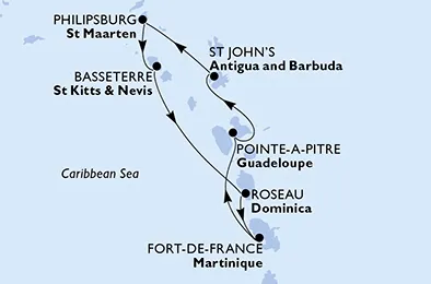 Route 7 Nächte Karibik ab/bis Pointe A Pitre