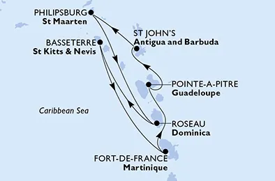 Route 7 Nächte Karibik ab/bis Pointe A Pitre
