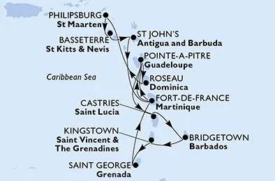Route 14 Nächte Karibik ab/bis Fort De France