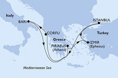 Route 7 Nächte Mittelmeer ab/bis Istanbul