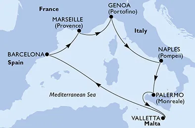 Route 7 Nächte Mittelmeer ab/bis Sizilien/Palermo