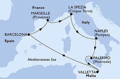 Route 7 Nächte Mittelmeer ab/bis Barcelona