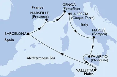 Route 7 Nächte Mittelmeer ab Florenz/La Spezia bis Genua
