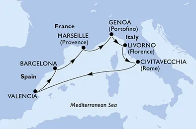 Route 7 Nächte Mittelmeer ab/bis Civitavecchia (Rom)