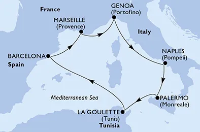 Route 7 Nächte Mittelmeer ab/bis Neapel
