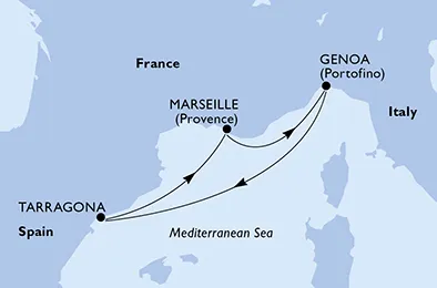 Route 4 Nächte Mittelmeer ab/bis Genua