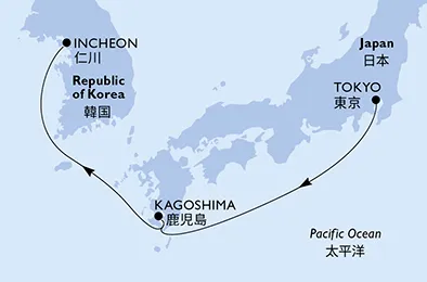 Route 4 Nächte Asien ab Tokyo bis Incheon